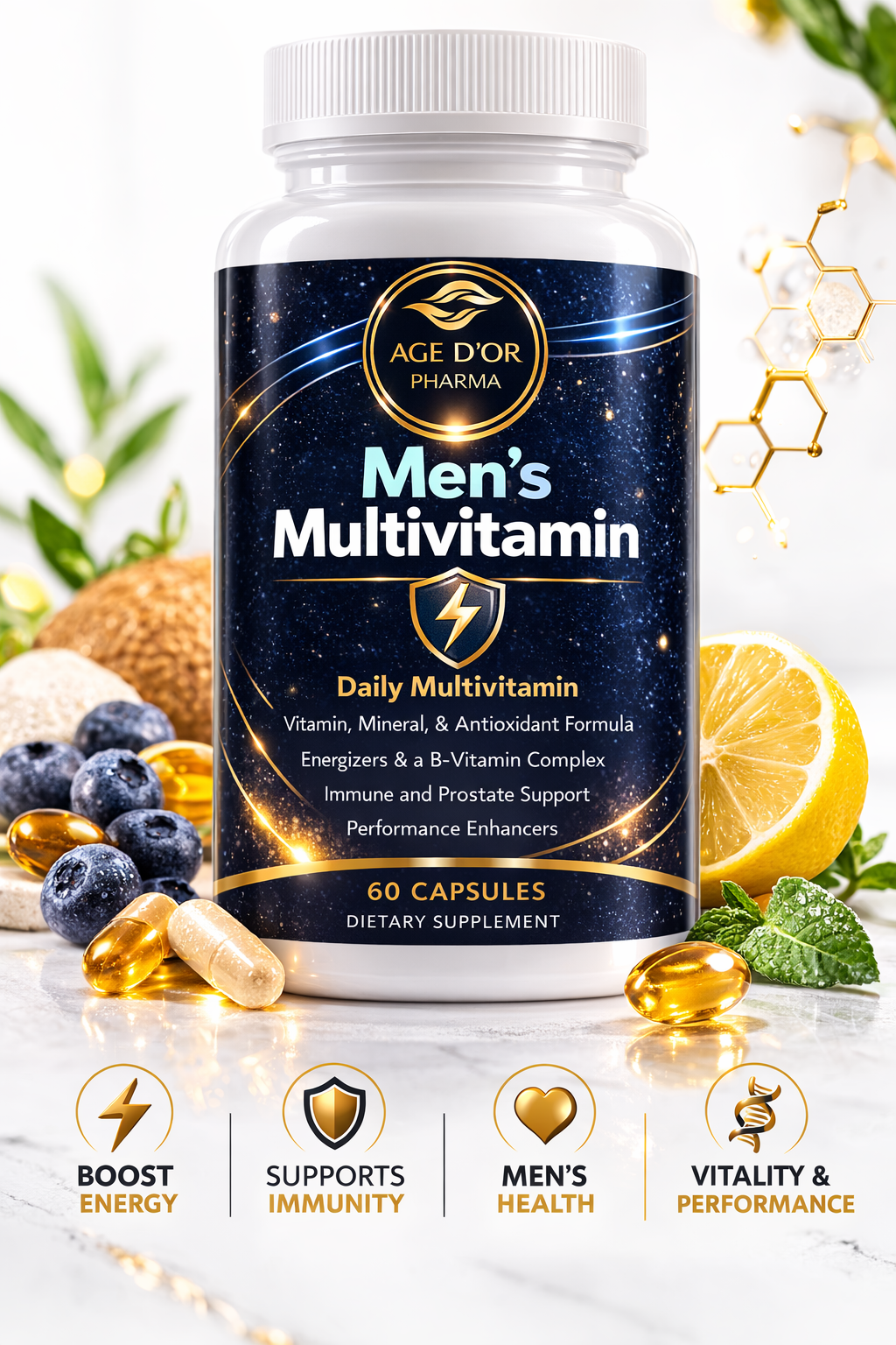 Men’s Multivitamin – Daily Vitamin, Mineral & Antioxidant Formula | 60 Capsules