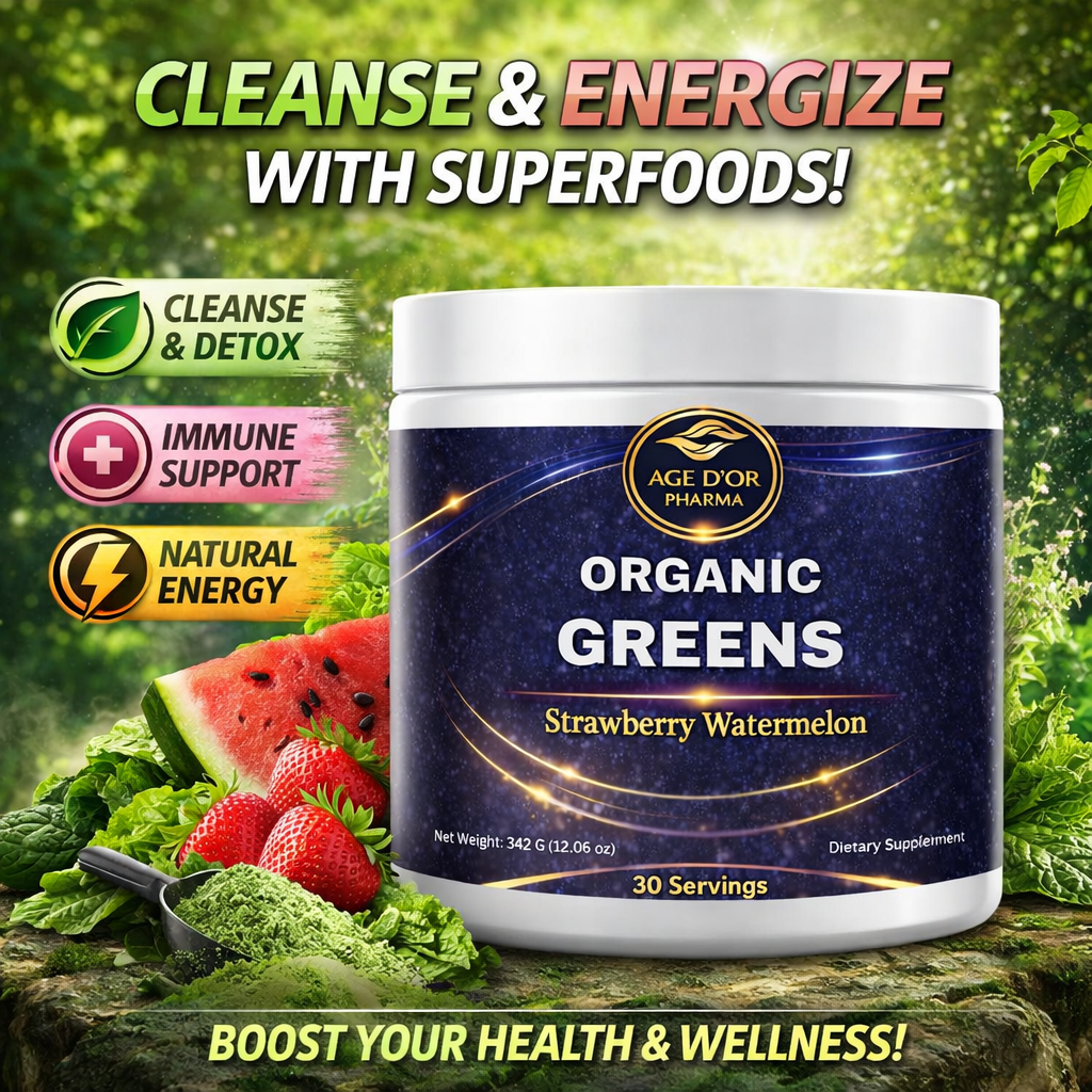 Organic Greens Superfood Powder – Strawberry Watermelon | Daily Greens Blend | 30 Servings