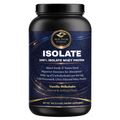 Black container of Age'or Pharma 100% Isolate Whey Protein on a white background