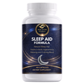 Sleep aid formula supplement bottle with blue label on a white background