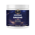 Dietary supplement container labeled 'Organic Greens' with 'Age On' branding on a white background