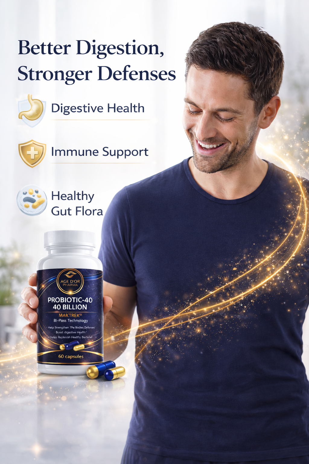 Probiotic-40 – 40 Billion CFU Digestive Support | 60 Capsules