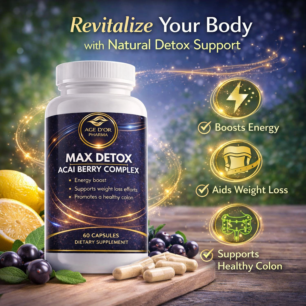 Max Detox – Acai Berry Complex | Colon Cleanse & Digestive Support | 60 Capsules